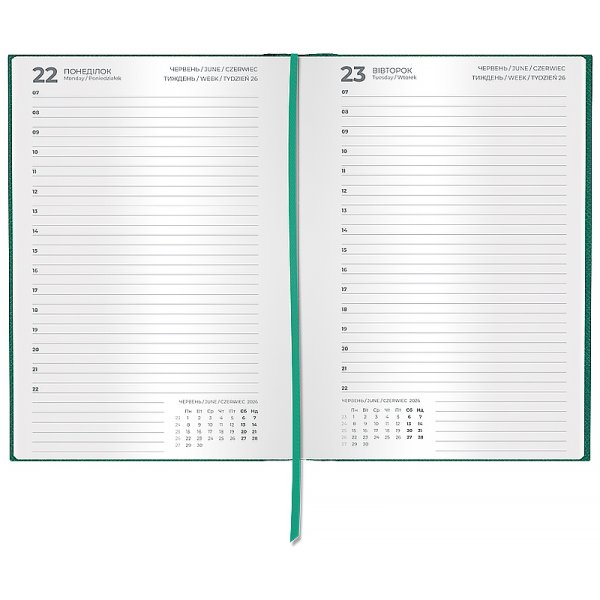 Щоденник 2026 Axent Classic Style 145x210мм, аквамариновий