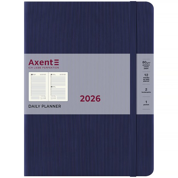Щоденник 2026 Axent Grand Lines 195x255мм, синій