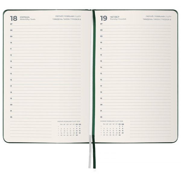 Щоденник 2026 Axent Partner Lines 145x210мм, темно-зелений