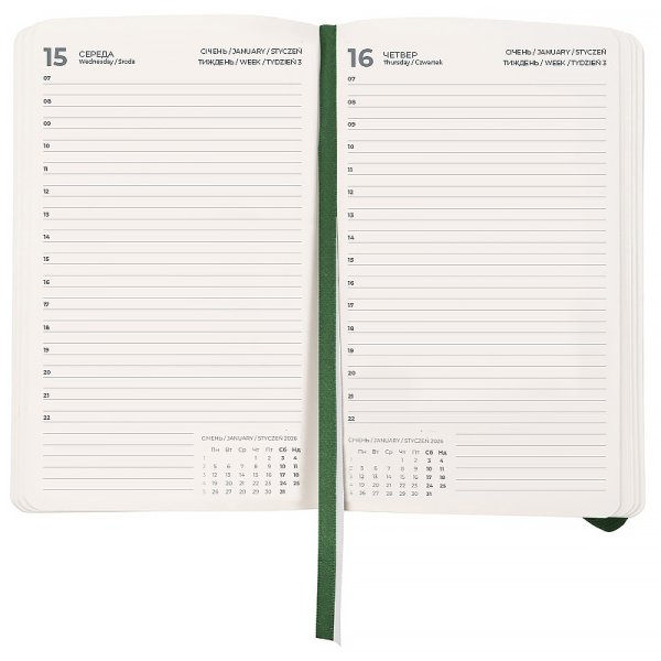 Щоденник 2026 Axent Partner Soft Skin 145x210мм, темно-зелений
