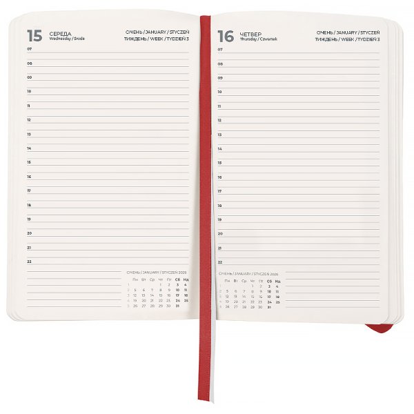 Щоденник 2026 Axent Partner Soft Skin 145x210мм, червоний