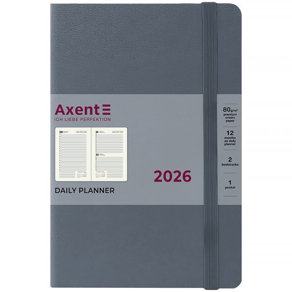 Щоденник 2026 Axent Partner Strong 145x210мм, сірий