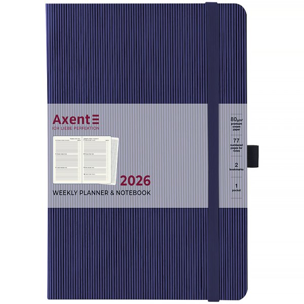 Щотижневик 2026 Axent Grand Lines 195x255мм, синій