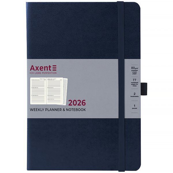 Щотижневик 2026 Axent Grand Strong 195x255мм, синій
