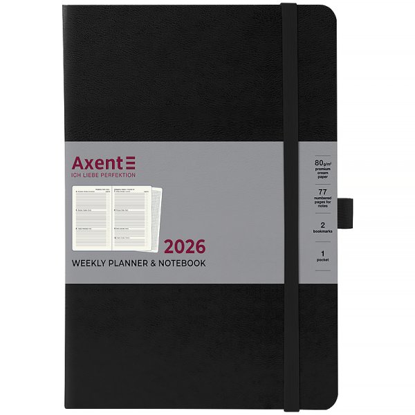 Щотижневик 2026 Axent Grand Strong 195x255мм, чорний
