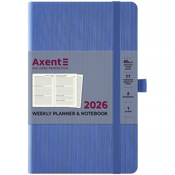 Щотижневик 2026 Axent Partner Lines 125х195мм, блакитний