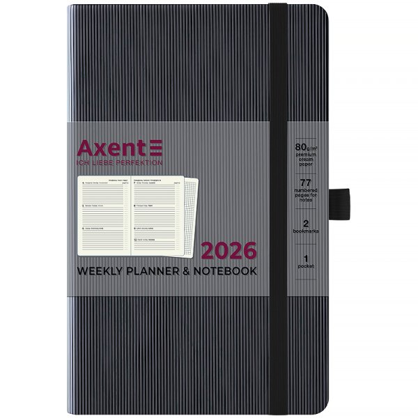 Щотижневик 2026 Axent Partner Lines 125х195мм, чорний