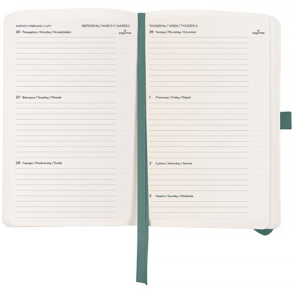 Щотижневик 2026 Axent Partner Soft Skin 125x195мм, сіро-лазурний