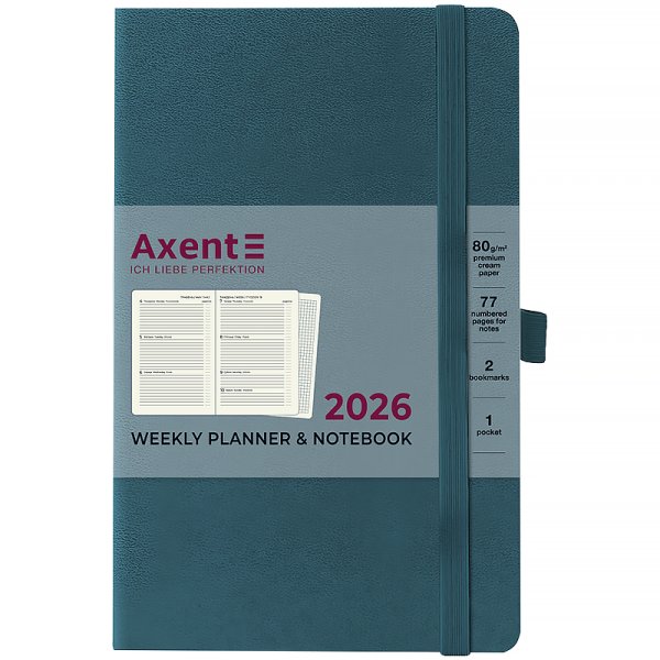Щотижневик 2026 Axent Partner Strong 125x195мм, лазурний
