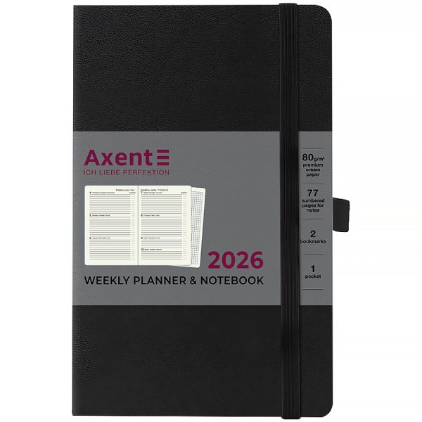 Щотижневик 2026 Axent Partner Strong 125x195мм, чорний