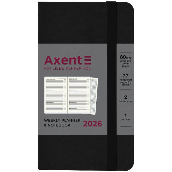 Щотижневик 2026 Axent Pocket Strong 90x150мм, чорний