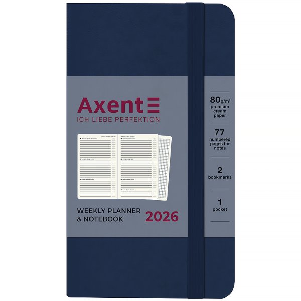 Щотижневик 2026 Axent Pocket Strong 90x150мм, синій