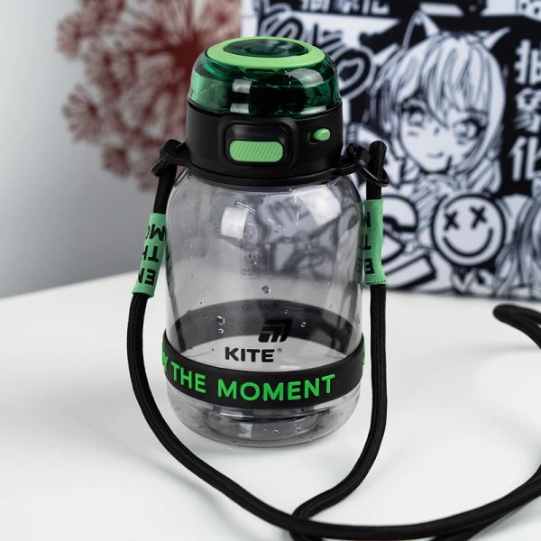 Пляшечка для води Kite K25-1218-2, 700 мл, чорно-зелена