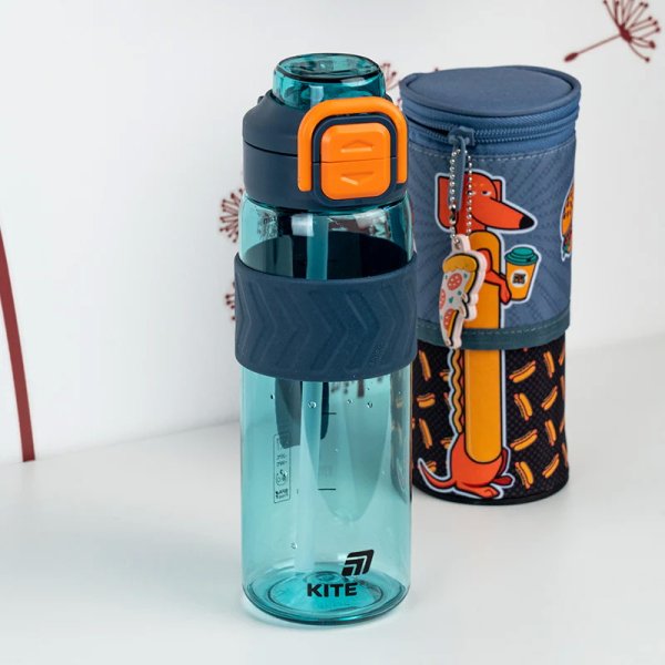 Пляшечка для води Kite K25-1234-3, 800 мл, блакитно-помаранчева