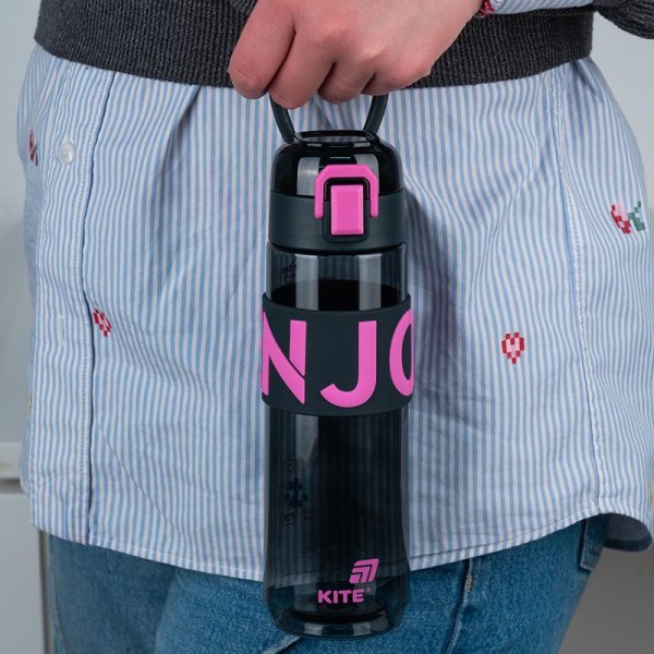 Пляшечка для води Kite K25-1233-3, 680 мл, чорно-рожева