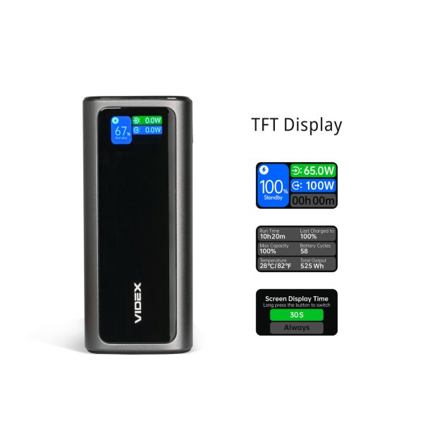 Повербанк 20000mAh VIDEX VPB-350 130W PD100W +Display