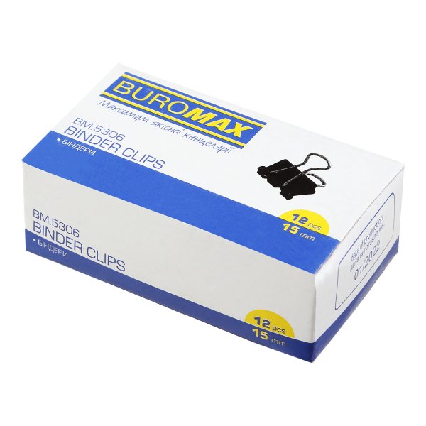 Биндер (зажим для бумаг) 15мм, 12шт/уп