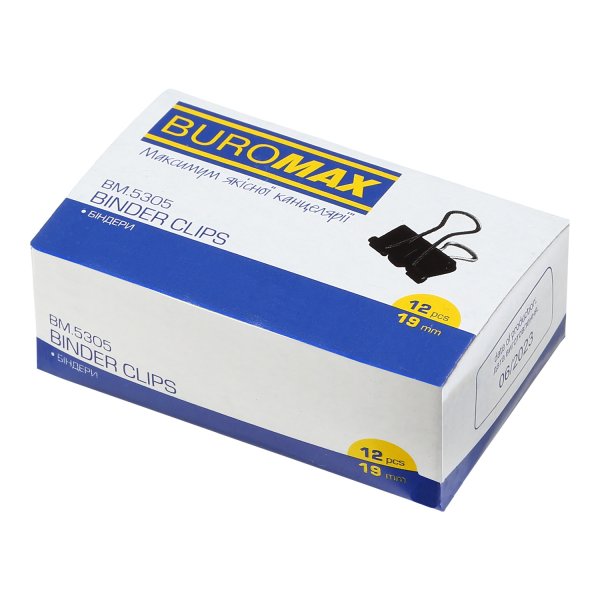 Биндер (зажим для бумаг) 19мм, 12шт/уп