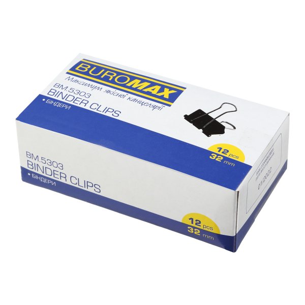 Биндер (зажим для бумаг) 32мм, 12шт/уп