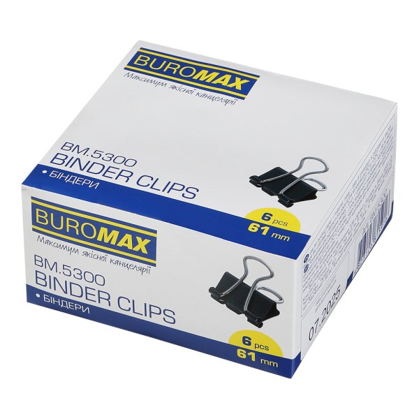 Биндер (зажим для бумаг) 61мм, 6шт/уп