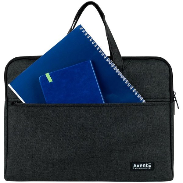 Сумка для документів текстильна А4, 1 відділення, темно-сіра