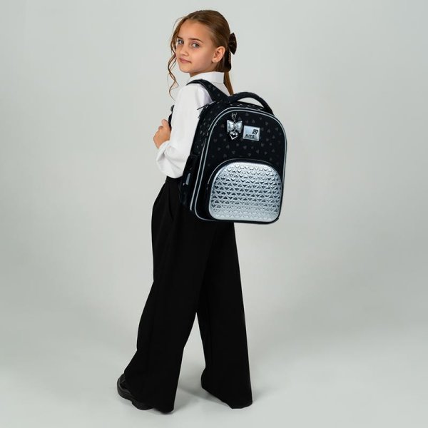 Рюкзак шкільний каркасний Kite Education Black&Silver K26-556M-2