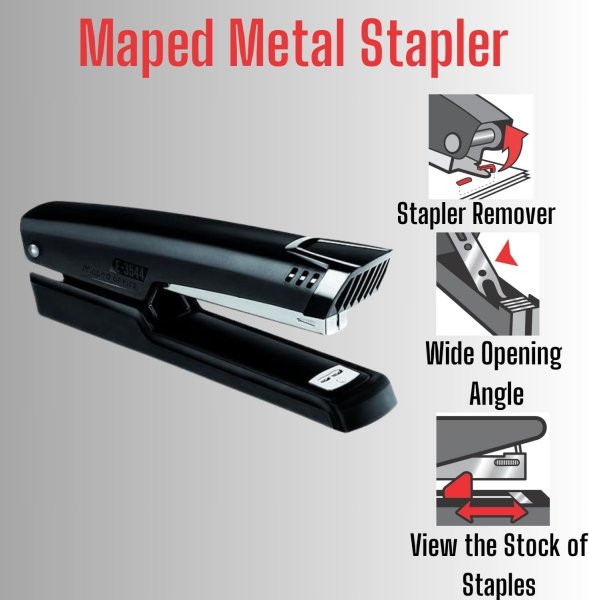 Степлер удлиненный ESSENTIALS METAL, 25л, черный