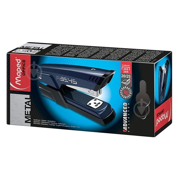 Степлер ADVANCED METAL, 25л, синий металлик