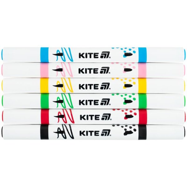 Маркери акрилові двосторонні, 6шт Kite Creative