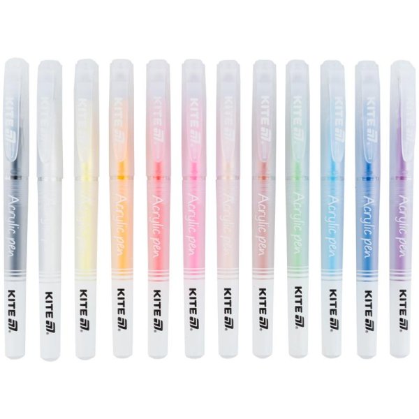 Ручки акрилові, набір 12шт Kite Creative