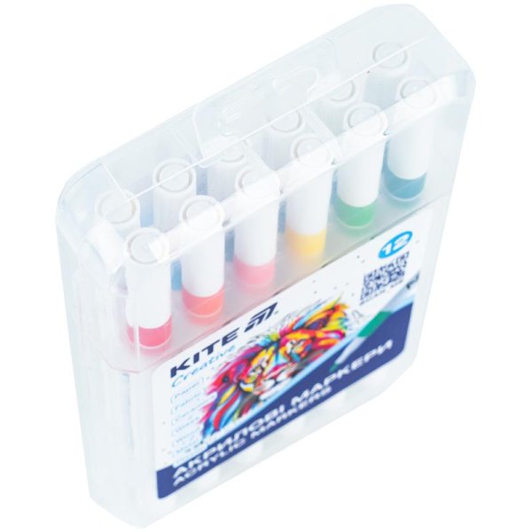 Маркери акрилові, 12шт Kite Creative
