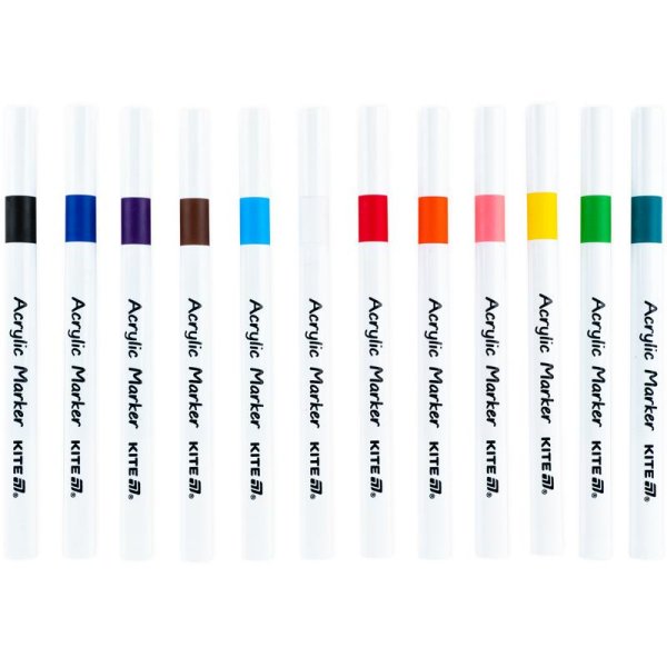Маркери акрилові, 12шт Kite Creative