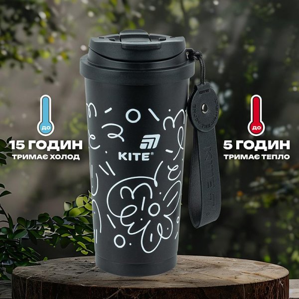Термокружка Kite K25-1226-1, 550 мл, чорна