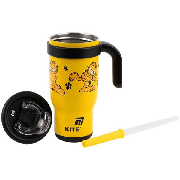 Термокружка з трубочкою Kite Garfield GF25-1266, 530мл