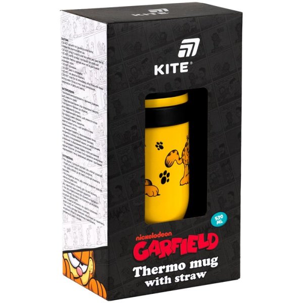 Термокружка з трубочкою Kite Garfield GF25-1266, 530мл