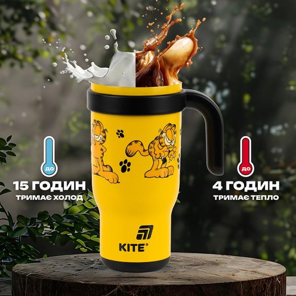 Термокружка з трубочкою Kite Garfield GF25-1266, 530мл