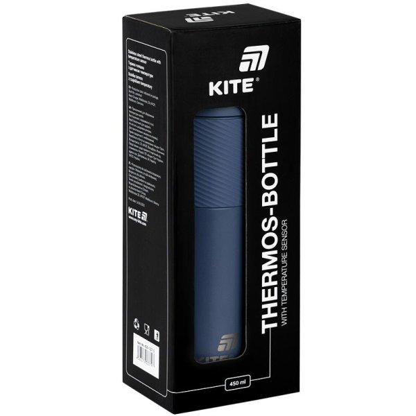 Термос із термодатчиком Kite K25-1227-2, 450 мл, синій