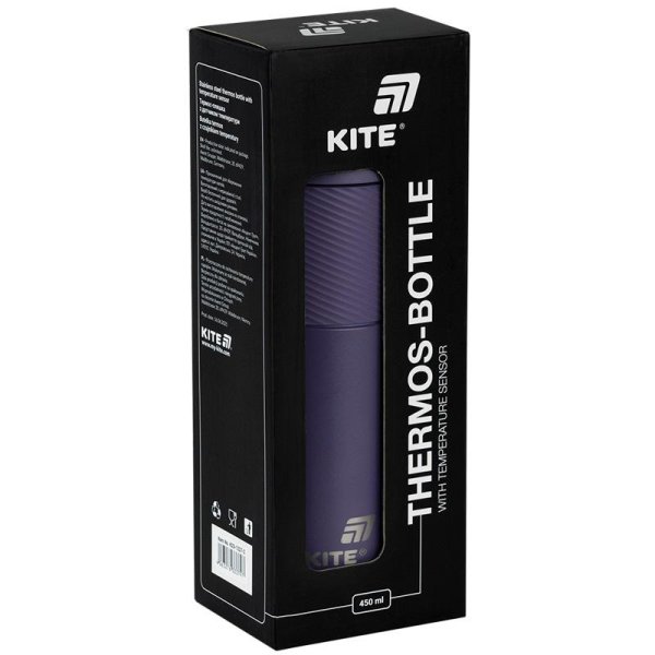 Термос із термодатчиком Kite K25-1227-3, 450 мл, фіолетовий