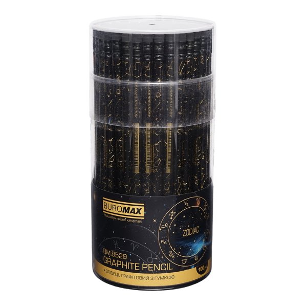 Карандаш графитовый с ластиком HB, BLACK ZODIAC