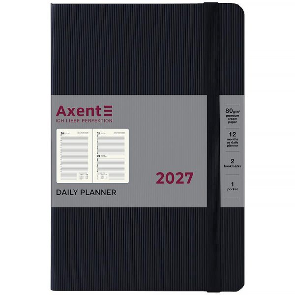 Щоденник 2027 Axent Partner Lines 145x210мм, чорний