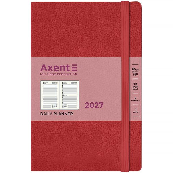 Щоденник 2027 Axent Partner Soft Skin 145x210мм, червоний