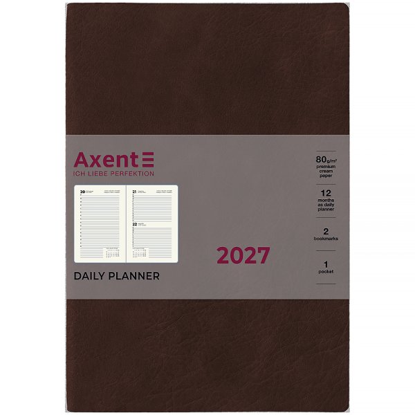 Щоденник 2027 Axent Partner Soft Cloud 145x210мм, коричневий