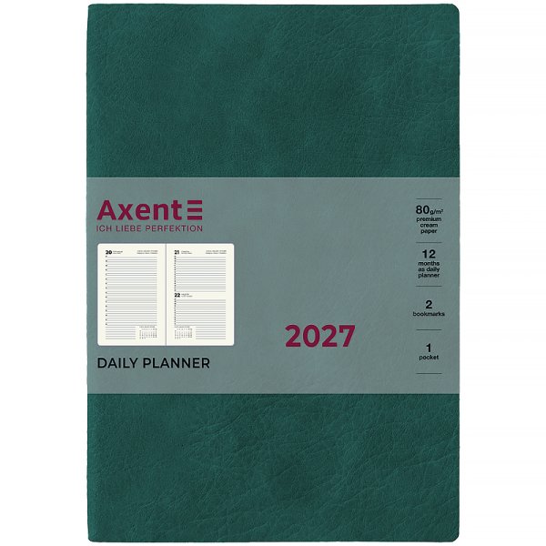 Щоденник 2027 Axent Partner Soft Cloud 145x210мм, смарагдовий