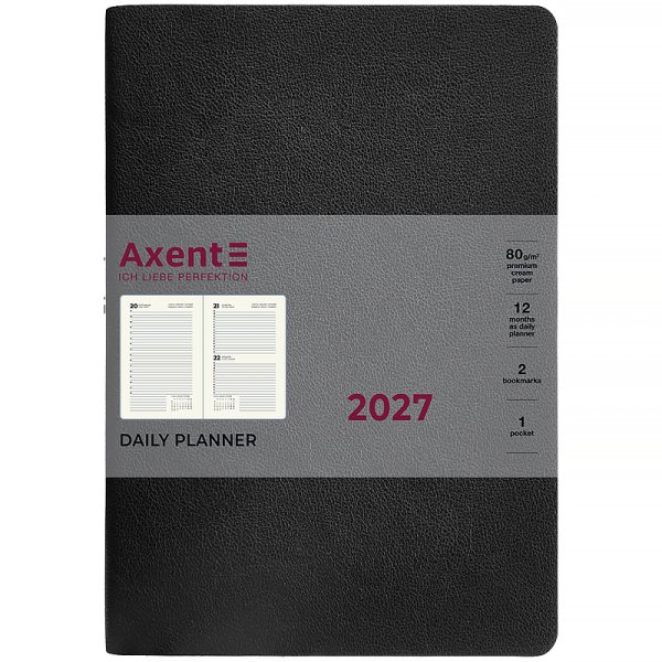 Щоденник 2027 Axent Partner Soft Muse 145x210мм, чорний