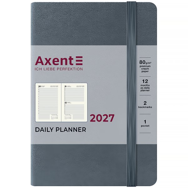 Щоденник 2027 Axent Pocket Strong 101x146мм, сірий