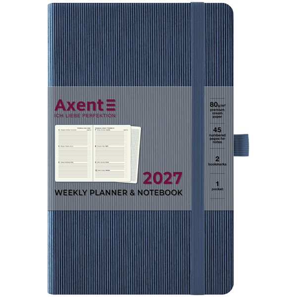 Щотижневик 2026 Axent Partner Lines 125х195мм, блакитний