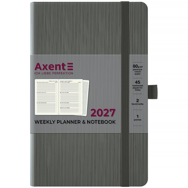 Щотижневик 2026 Axent Partner Lines 125х195мм, сірий