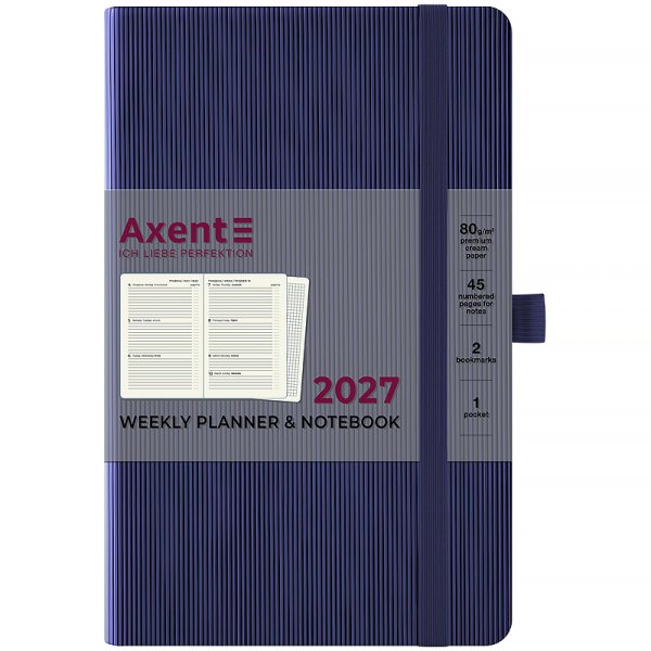 Щотижневик 2027 Axent Partner Lines 125х195мм, темно-синій